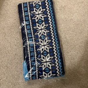 Blue and White Geometric Knit Scarf